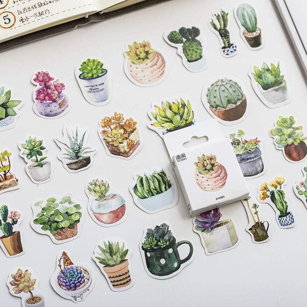 50PCS/box New Cute Succulent Plants Diary Paper Lable Sealing Stickers Crafts And Scrapbooking Decorative Lifelog DIY Stationery AExp