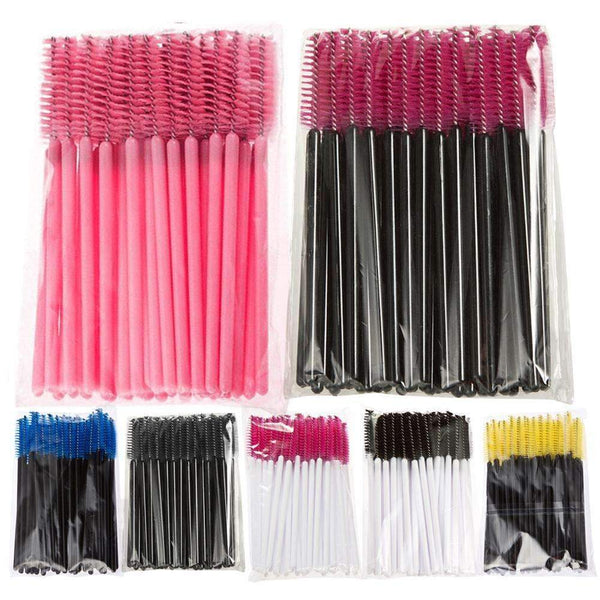 50Pcs/Pack Disposable Eyelash Brushes Mascara Wands Applicator Wand Brushes Eyelash Comb Brushes Spoolers Makeup Tool Kit-Black-JadeMoghul Inc.