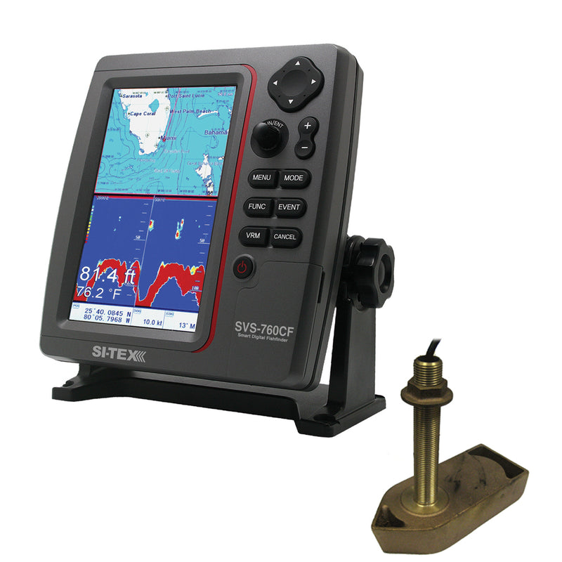 SI-TEX SVS-760CF Dual Frequency Chartplotter/Sounder w/ C-Map 4D Chart  307/50/200T 8P Transducer [SVS-760CFTH1]