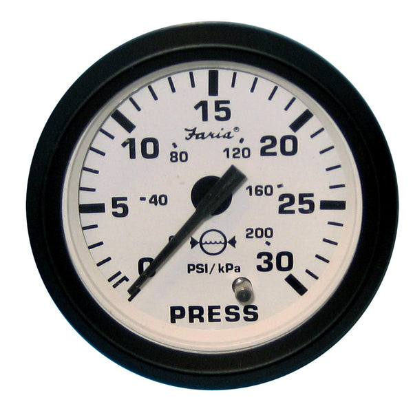 Faria Euro White 2" Water Pressure Gauge (30 PSI) [12903]