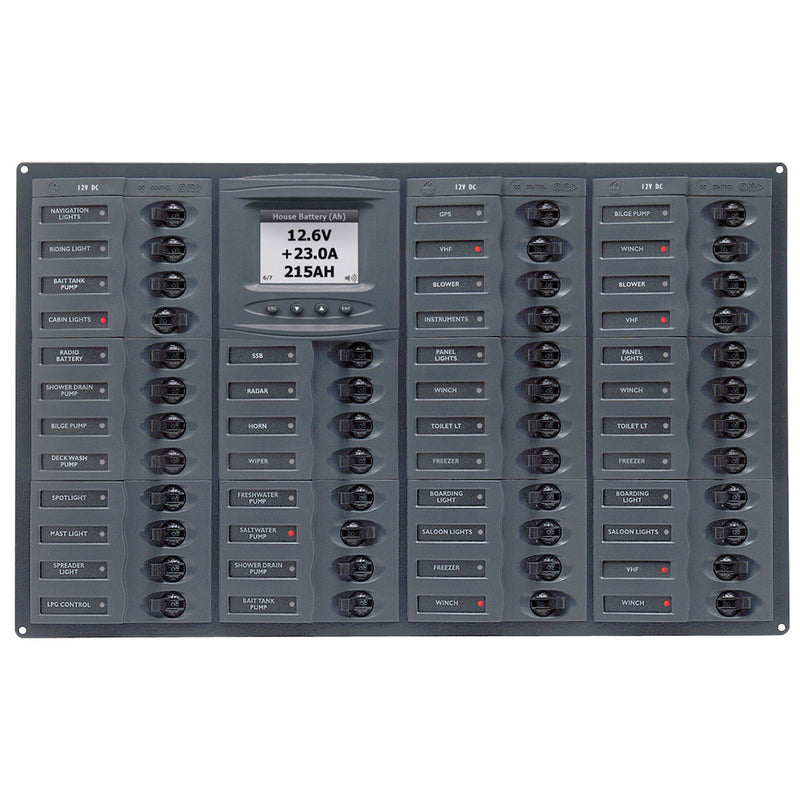 BEP Millennium Series DC Circuit Breaker Panel w/Digital Meters, 44SP DC12V Horizonal [M44H-DCSM]