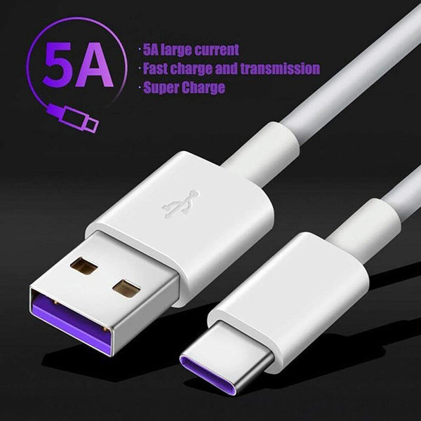 5A USB Type C Cable For Samsung S20 S9 S8 Xiaomi Huawei P30 Pro Fast Charge Mobile Phone Charging Wire White Cable AExp