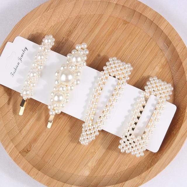 5Pcs/Set Fashion Pearl Hair Clip Snap Button Hair Pins for Women Sweet Pearl Hairpin Hair Clips Jewelry Lady Barrette Stick AExp