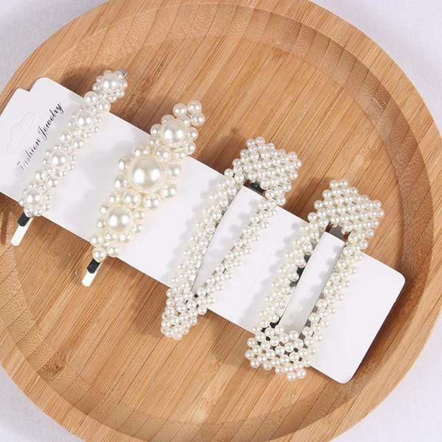 5Pcs/Set Fashion Pearl Hair Clip Snap Button Hair Pins for Women Sweet Pearl Hairpin Hair Clips Jewelry Lady Barrette Stick AExp