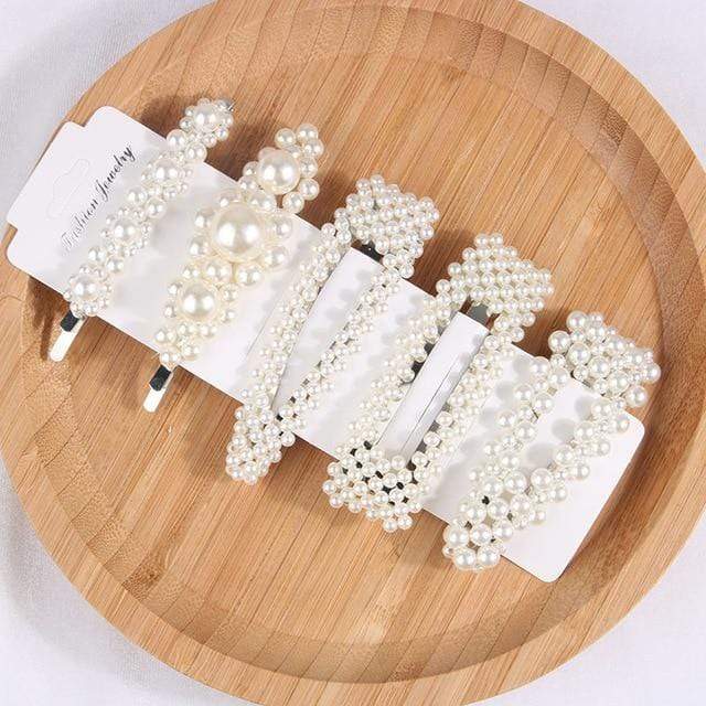 5Pcs/Set Fashion Pearl Hair Clip Snap Button Hair Pins for Women Sweet Pearl Hairpin Hair Clips Jewelry Lady Barrette Stick AExp