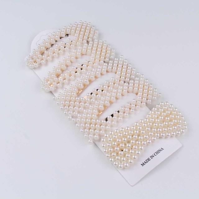 5Pcs/Set Fashion Pearl Hair Clip Snap Button Hair Pins for Women Sweet Pearl Hairpin Hair Clips Jewelry Lady Barrette Stick AExp