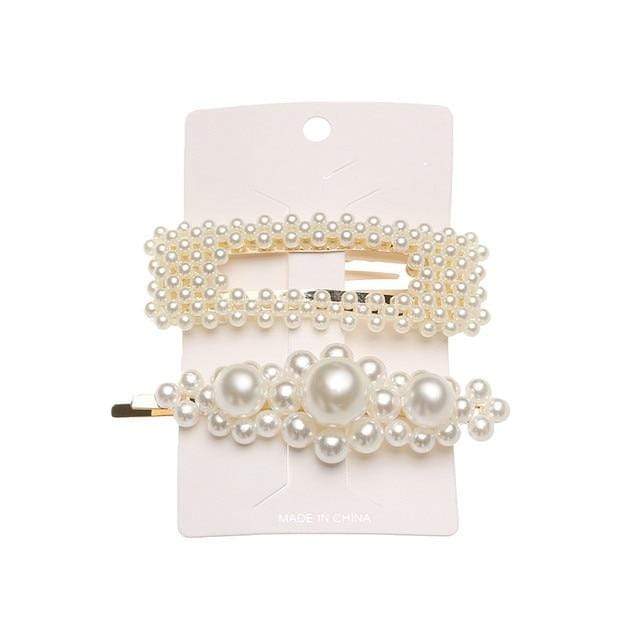 5Pcs/Set Fashion Pearl Hair Clip Snap Button Hair Pins for Women Sweet Pearl Hairpin Hair Clips Jewelry Lady Barrette Stick AExp