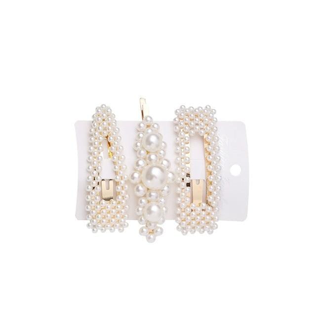 5Pcs/Set Fashion Pearl Hair Clip Snap Button Hair Pins for Women Sweet Pearl Hairpin Hair Clips Jewelry Lady Barrette Stick AExp
