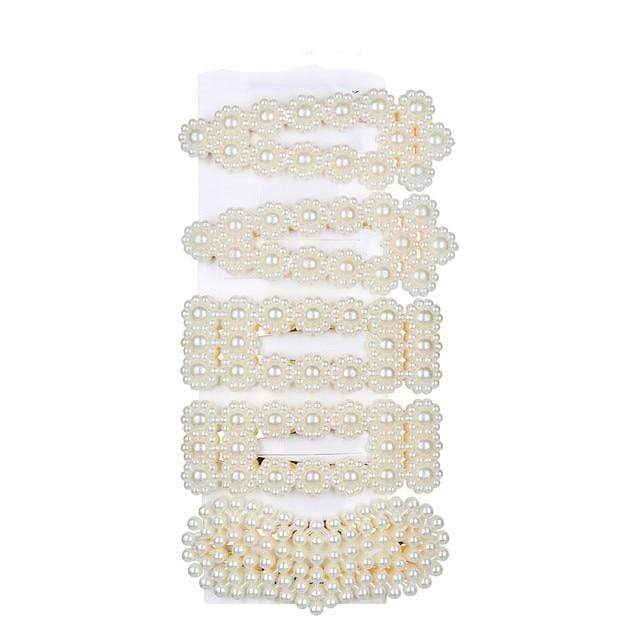 5Pcs/Set Fashion Pearl Hair Clip Snap Button Hair Pins for Women Sweet Pearl Hairpin Hair Clips Jewelry Lady Barrette Stick JadeMoghul Inc. 