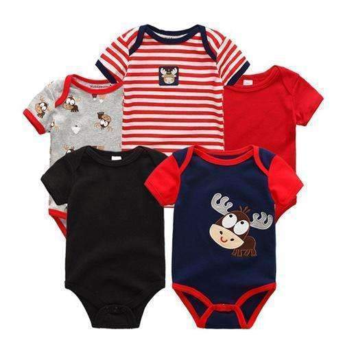 5PCS/LOT Unisex Top Quality Baby Rompers Short Sleeve Cottom O-Neck 0-12M Novel Newborn Boys&Girls Roupas de bebe Baby Clothes-cute bear-3M-JadeMoghul Inc.