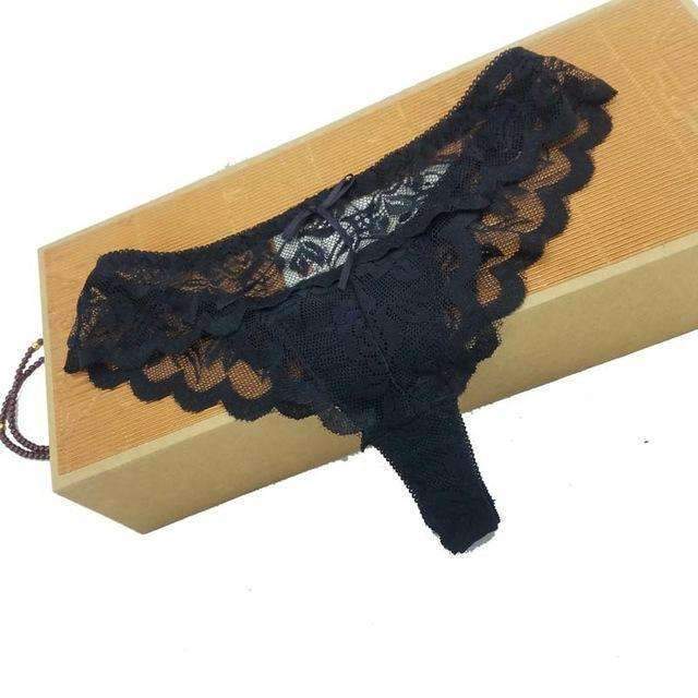 6 colors LACE Cotton Women's Sexy Thongs G-string Underwear Panties Briefs For Ladies T-back,1pcs/Lot 169-black-M-JadeMoghul Inc.