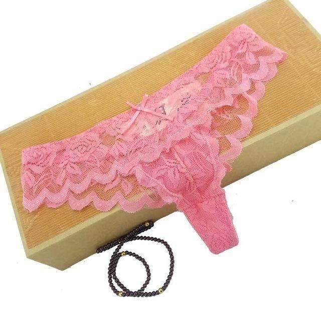 6 colors LACE Cotton Women's Sexy Thongs G-string Underwear Panties Briefs For Ladies T-back,1pcs/Lot 169-pink-M-JadeMoghul Inc.