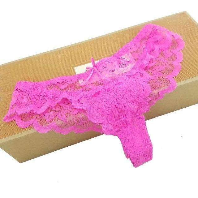 6 colors LACE Cotton Women's Sexy Thongs G-string Underwear Panties Briefs For Ladies T-back,1pcs/Lot 169-rose red-M-JadeMoghul Inc.