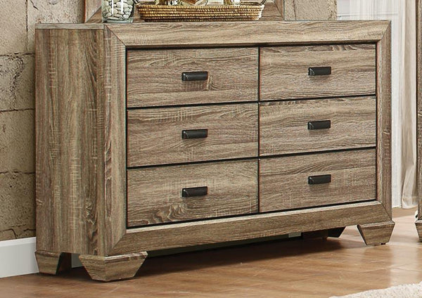 6 Drawer Wooden Dresser In Rustic Brown-Bedroom Furniture-Brown-Wood-JadeMoghul Inc.