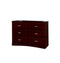 6 Drawer Wooden Dresser In Transitional Style, Cherry Brown-Bedroom Furniture-Brown-Solid Wood and Wood Veneer-JadeMoghul Inc.
