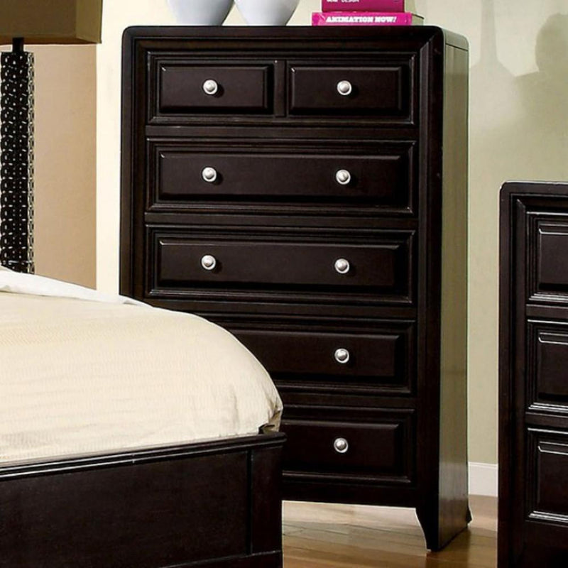 6 Drawers Transitional Style Wooden Chest, Espresso Brown-Cabinet & Storage Chests-Espresso Finish-wood-JadeMoghul Inc.
