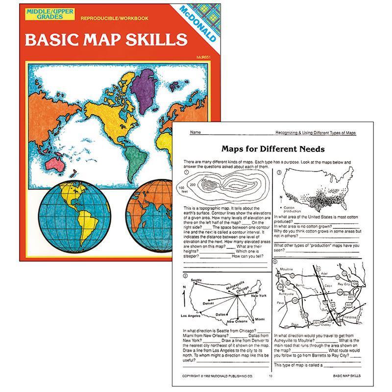(6 Ea) Basic Map Skills Gr 6-9-Learning Materials-JadeMoghul Inc.