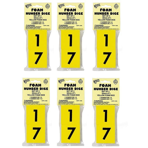 (6 EA) FOAM DICE 2 NUMERAL-Toys & Games-JadeMoghul Inc.