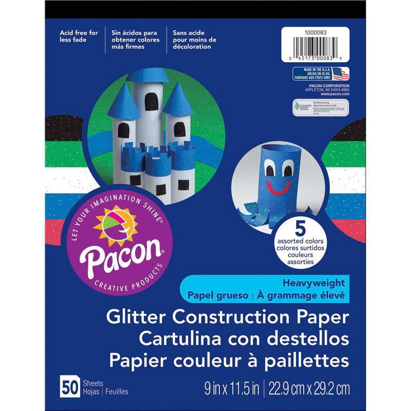 (6 EA) GLITTER CONSTRUCTION PAPER-Arts & Crafts-JadeMoghul Inc.