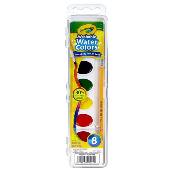 (6 EA) WASHABLE WATERCOLORS 8CT W/B-Arts & Crafts-JadeMoghul Inc.
