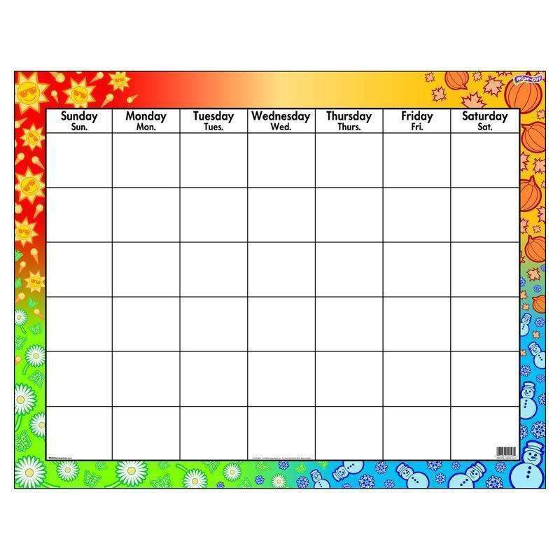 (6 EA) WIPE-OFF CHART CALENDAR-Learning Materials-JadeMoghul Inc.