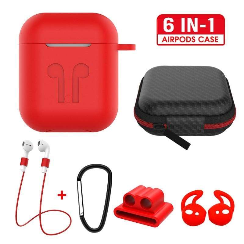 6 IN-1 Cases Lanyard Carabiner Protective Case For AirPods Headphone Silicone Cover For Air Pods 2 Case Accessories Storage Box AExp
