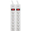 6-Outlet General-Purpose Power Strips with 2ft Cord, 2 pk-Power Strips-JadeMoghul Inc.