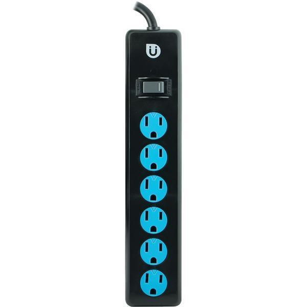 6-Outlet Power Strip (Black & Blue)-Power Strips-JadeMoghul Inc.