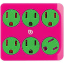 6-Outlet Power Tap (Pink & Green)-Power Strips-JadeMoghul Inc.