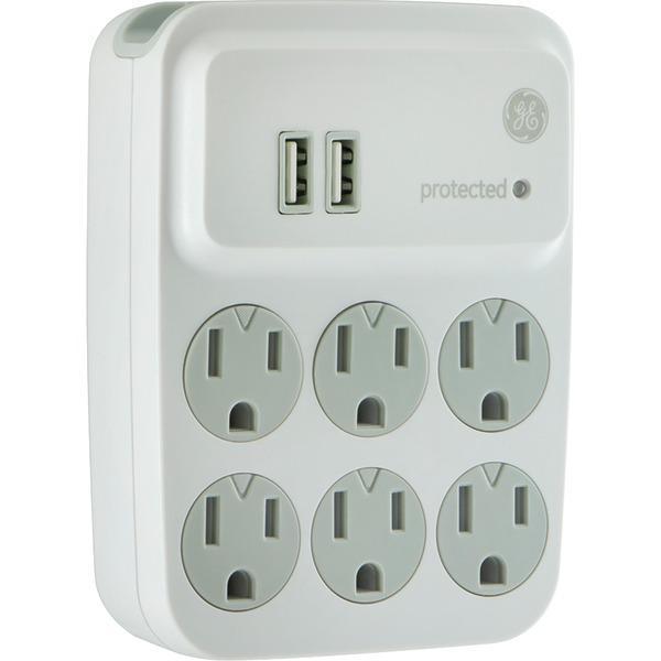 6-Outlet Surge Protector with 2 USB Charging Ports-Surge Protectors-JadeMoghul Inc.