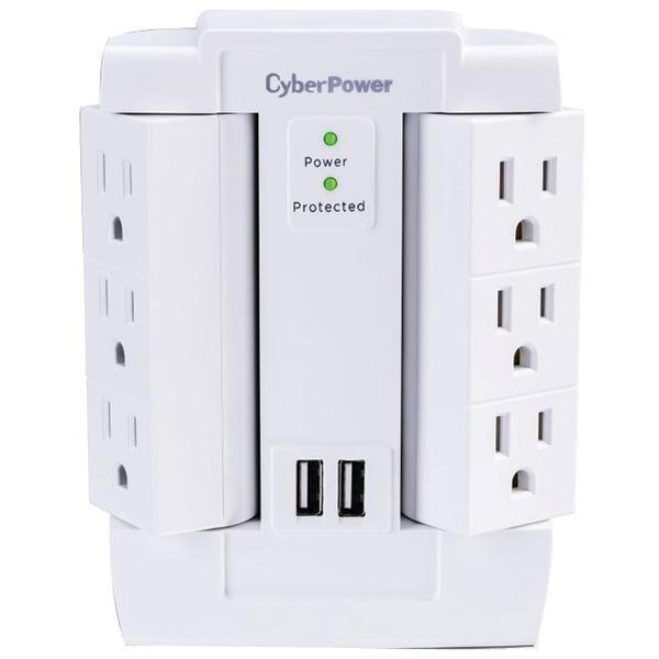 6-Outlet Swivel Professional Surge Protector Wall Tap with 2 USB Ports-Surge Protectors-JadeMoghul Inc.