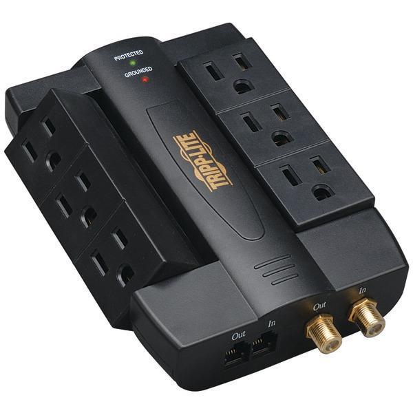 6-Outlet Swivel Surge Protector (Coaxial & Telephone Protection)-Surge Protectors-JadeMoghul Inc.