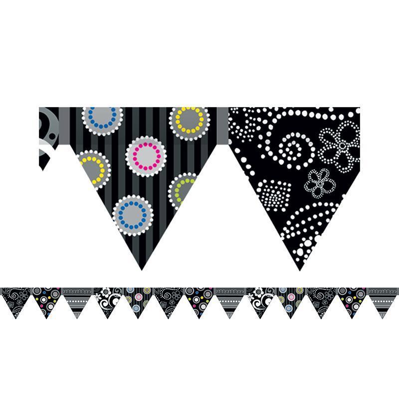 (6 PK) BLACK AND WHITE PENNANT-Learning Materials-JadeMoghul Inc.