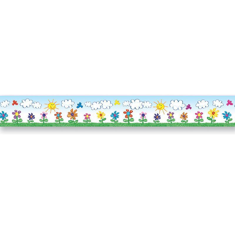 (6 PK) BORDER FLOWERS KID-DRAWN-Learning Materials-JadeMoghul Inc.