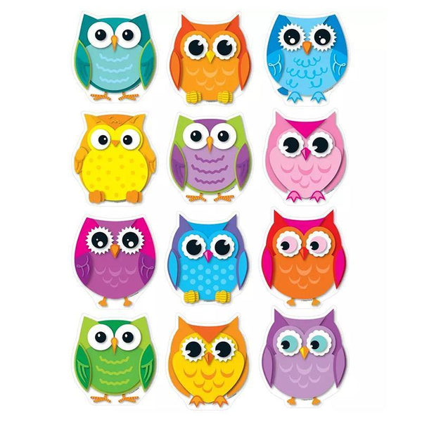 (6 PK) COLORFUL OWLS CUT OUTS 36-Learning Materials-JadeMoghul Inc.