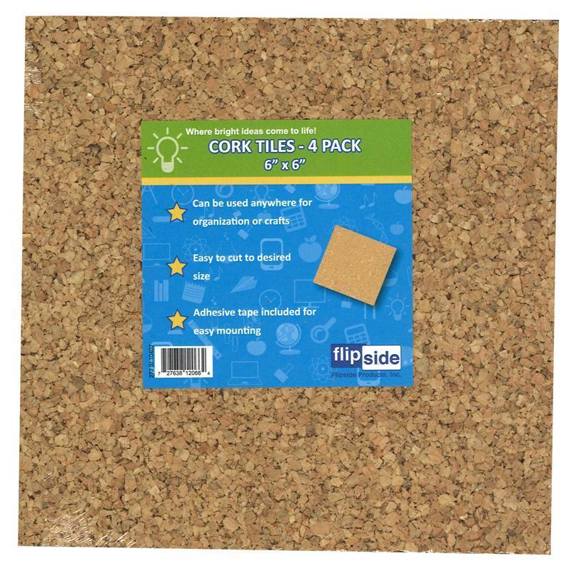 (6 PK) CORK TILES 6INX6IN 4 PER-Supplies-JadeMoghul Inc.