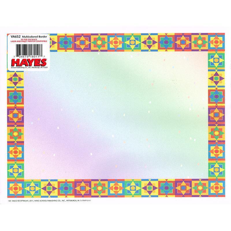 (6 PK) MULTICOLORED BORDER CERT-Supplies-JadeMoghul Inc.