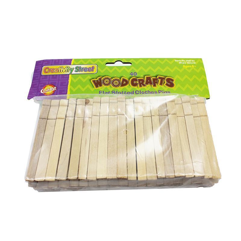 (6 PK) WOOD FLAT SLOTTED CLOTHESPIN-Arts & Crafts-JadeMoghul Inc.