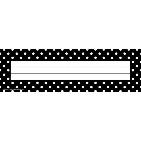 (6 Pk) Black Polka Dots Name Plates-Learning Materials-JadeMoghul Inc.