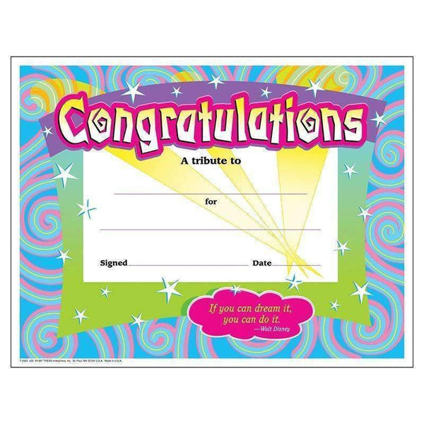 (6 PK) CERTIFICATE CONGRATULATIONS-Learning Materials-JadeMoghul Inc.