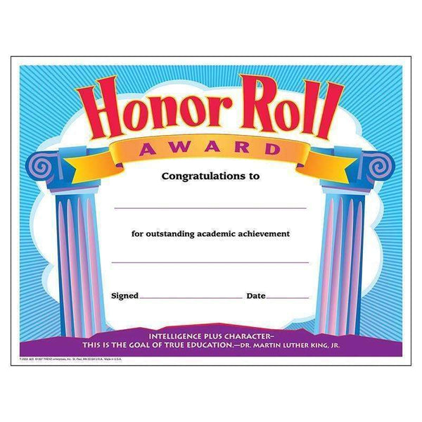 (6 PK) CERTIFICATE HONOR ROLL AWARD-Learning Materials-JadeMoghul Inc.