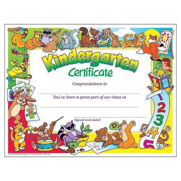 (6 PK) CERTIFICATE KINDERGARTEN-Learning Materials-JadeMoghul Inc.