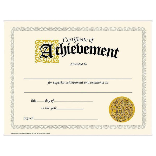 (6 PK) CERTIFICATE OF ACHIEVEMENT-Learning Materials-JadeMoghul Inc.