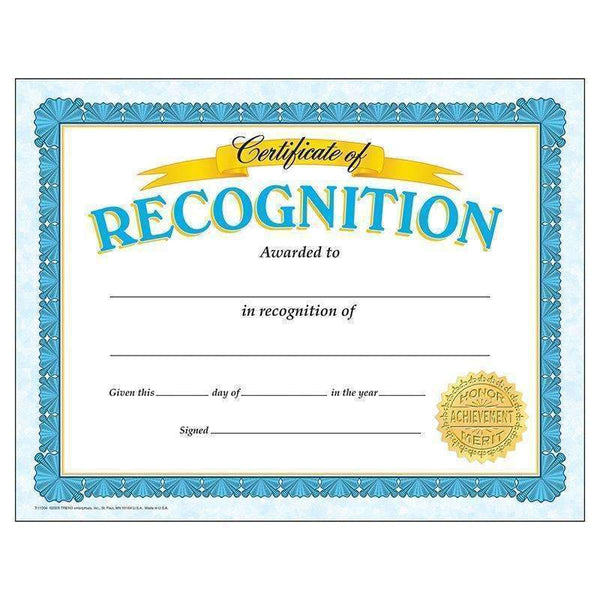 (6 PK) CERTIFICATE OF RECOGNITION-Learning Materials-JadeMoghul Inc.