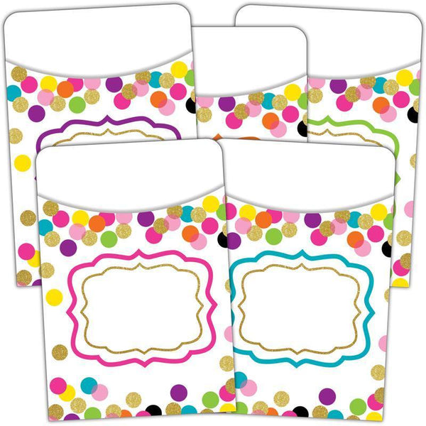 (6 Pk) Confetti Library Pockets-Learning Materials-JadeMoghul Inc.