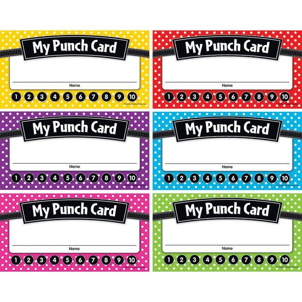 (6 Pk) Polka Dots Punch Cards-Learning Materials-JadeMoghul Inc.