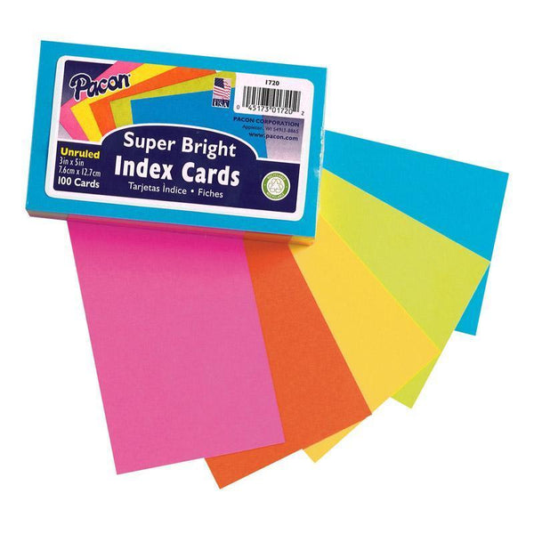 (6 PK) SUPER BRIGHT INDEX CARDS 3X5-Arts & Crafts-JadeMoghul Inc.