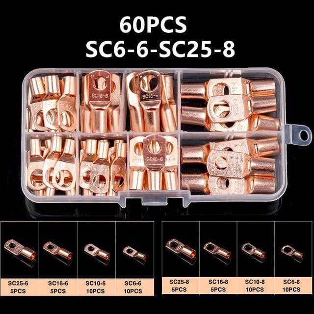 60/240/260CPS Assortment Car Auto Copper Ring Terminal Wire Crimp Connector Bare Cable Battery Terminals Soldered Connectors Kit JadeMoghul Inc. 