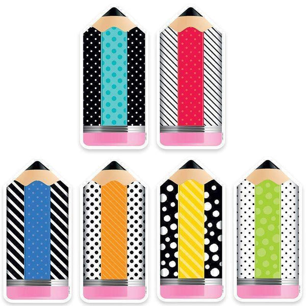 6IN STRIPED/SPOTTED PENCILS CUTOUTS-Learning Materials-JadeMoghul Inc.