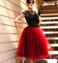 6Layers 65cm Summer Fashion Women Tutu Tulle Skirt Wedding Bridesmaid Skirts Knee Length Lolita Mesh Petticoat Saia Faldas 2017-red wine-One Size-JadeMoghul Inc.